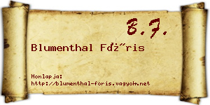 Blumenthal Fóris névjegykártya